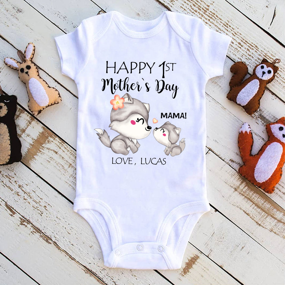 Custom Two Dogs Mother's Day Baby Onesie