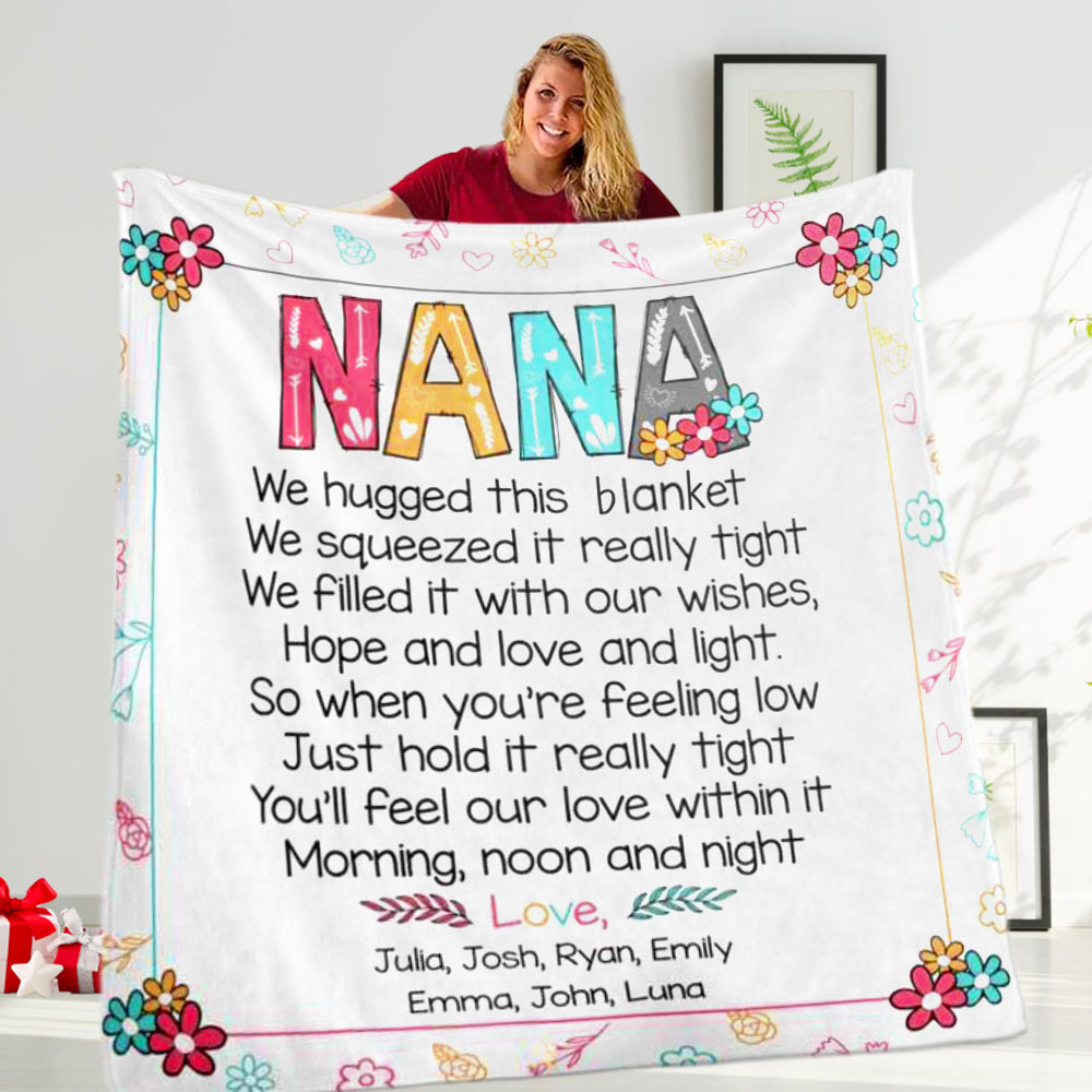 Personalized Cozy Plush Fleece Blankets with Your Nick & Kids' Names