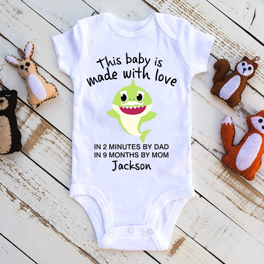 Custom Baby Onesie, Funny Baby Onesie, Baby Boy Onesie, Green Shark Baby Onesie