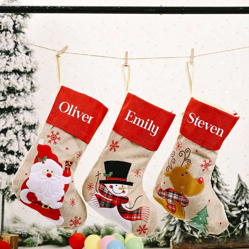 Personalized Red Christmas Stocking, Christmas Stocking with Name, Monogram Stockings, Family Stockings, Farmhouse Stockings,Christmas Decor