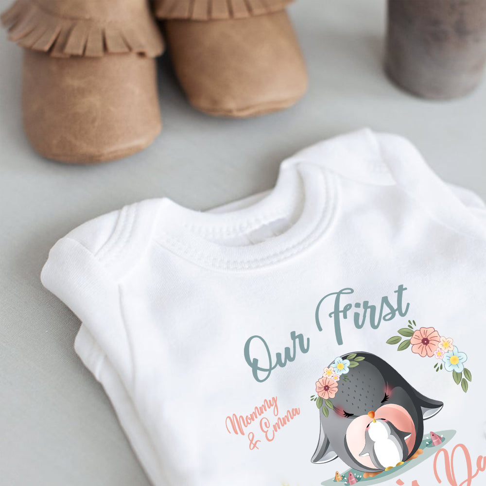 Custom Penguin Mother's Day Baby Onesie