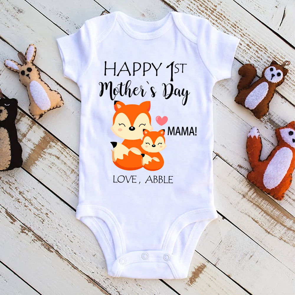 Custom Two Fox Mother's Day Baby Onesie