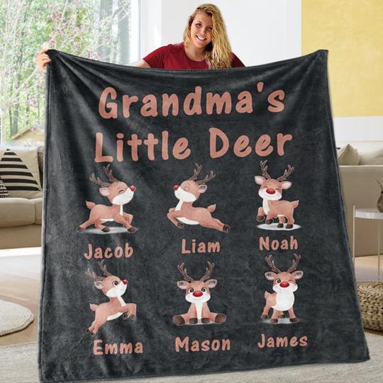 Custom CHRISTMAS SNOWMAN BLANKET with Nickname & Kids Names