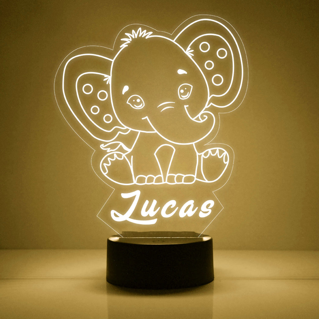 Custom Elephant Night Lights with Name / 7 Color Changing LED Lamp V02