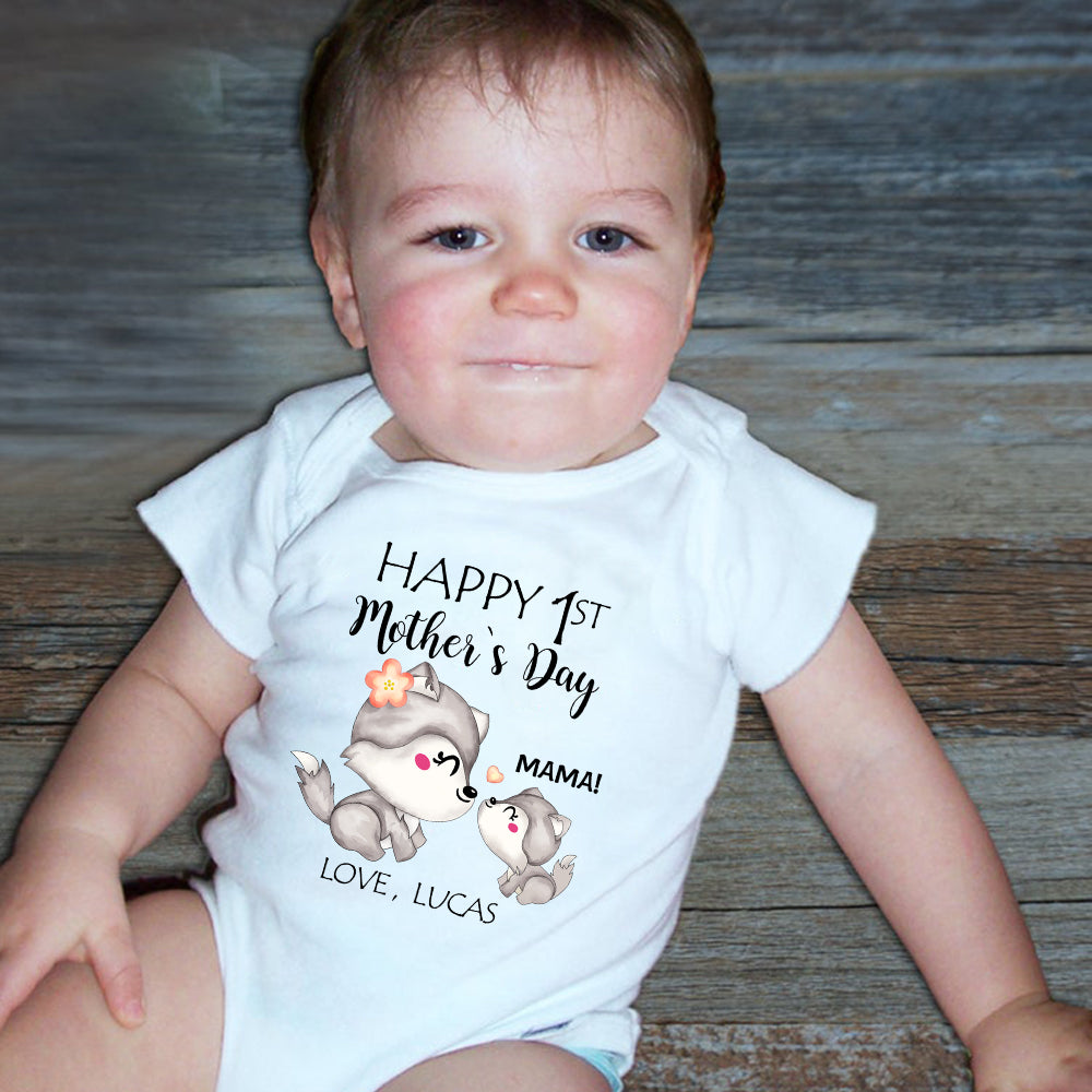 Custom Two Dogs Mother's Day Baby Onesie