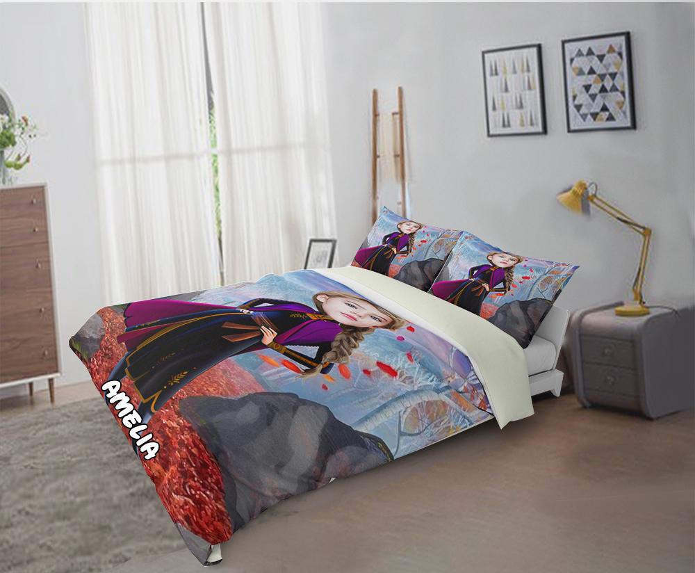 Personalized Hand-Drawing Kid's Photo Portrait Cozy Microfiber Bedding Set XVII