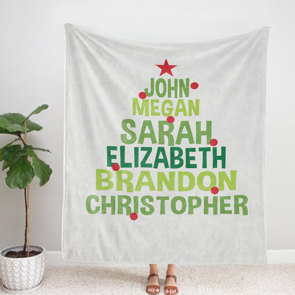 New Personalized Christmas Family Blanket With Names
