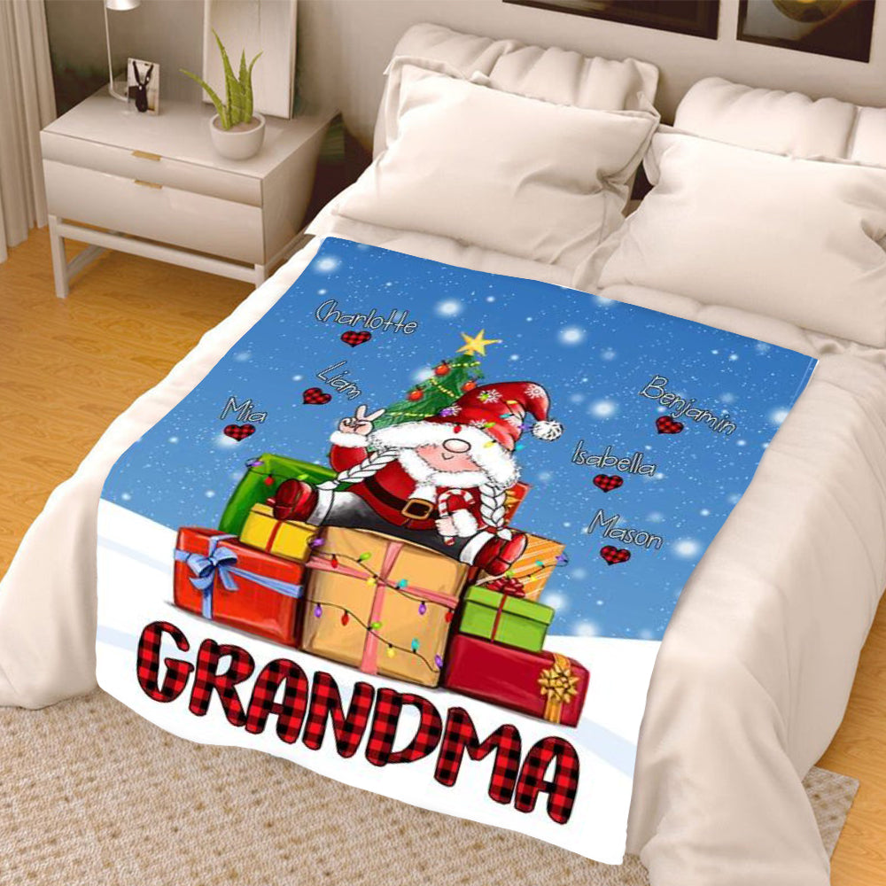 Personalized Grandma blanket with grandkids names, christmas gift for family