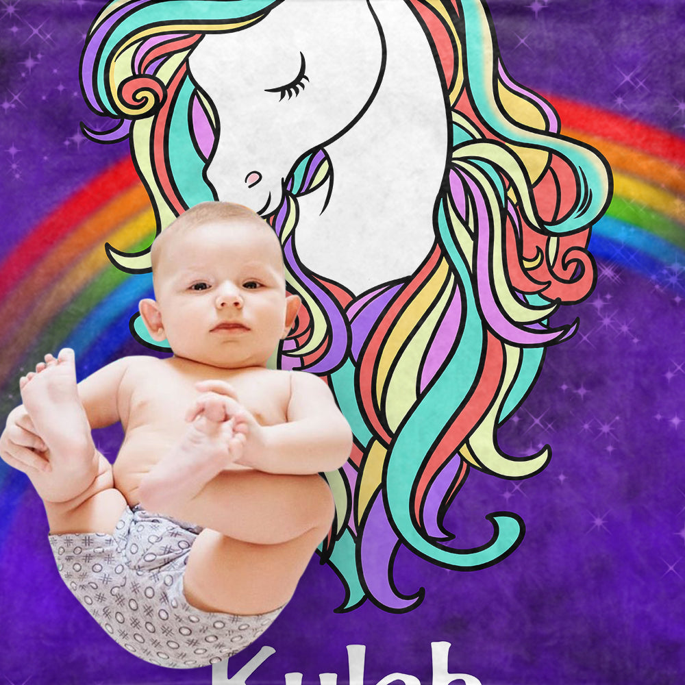 Custom Magical Unicorn Baby Girl Name Blanket