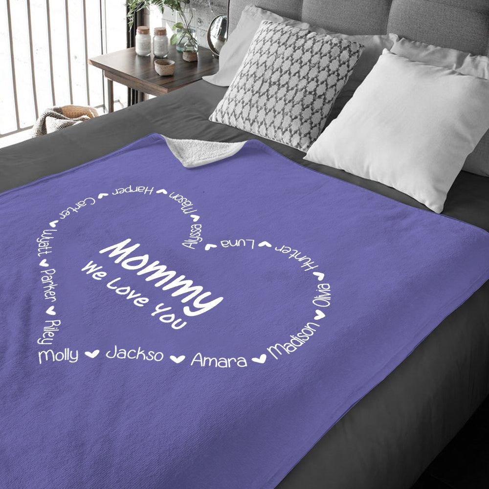 Personalized Heart-shaped Nickname and Kids Name Fleece Blanket