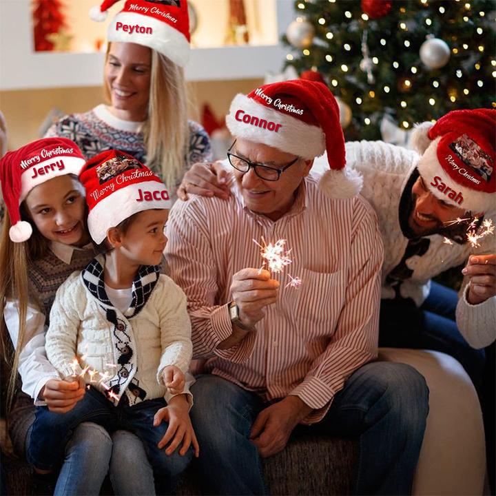 Personalized Christmas Hat, Custom Christmas Photo Hats with Name for Family