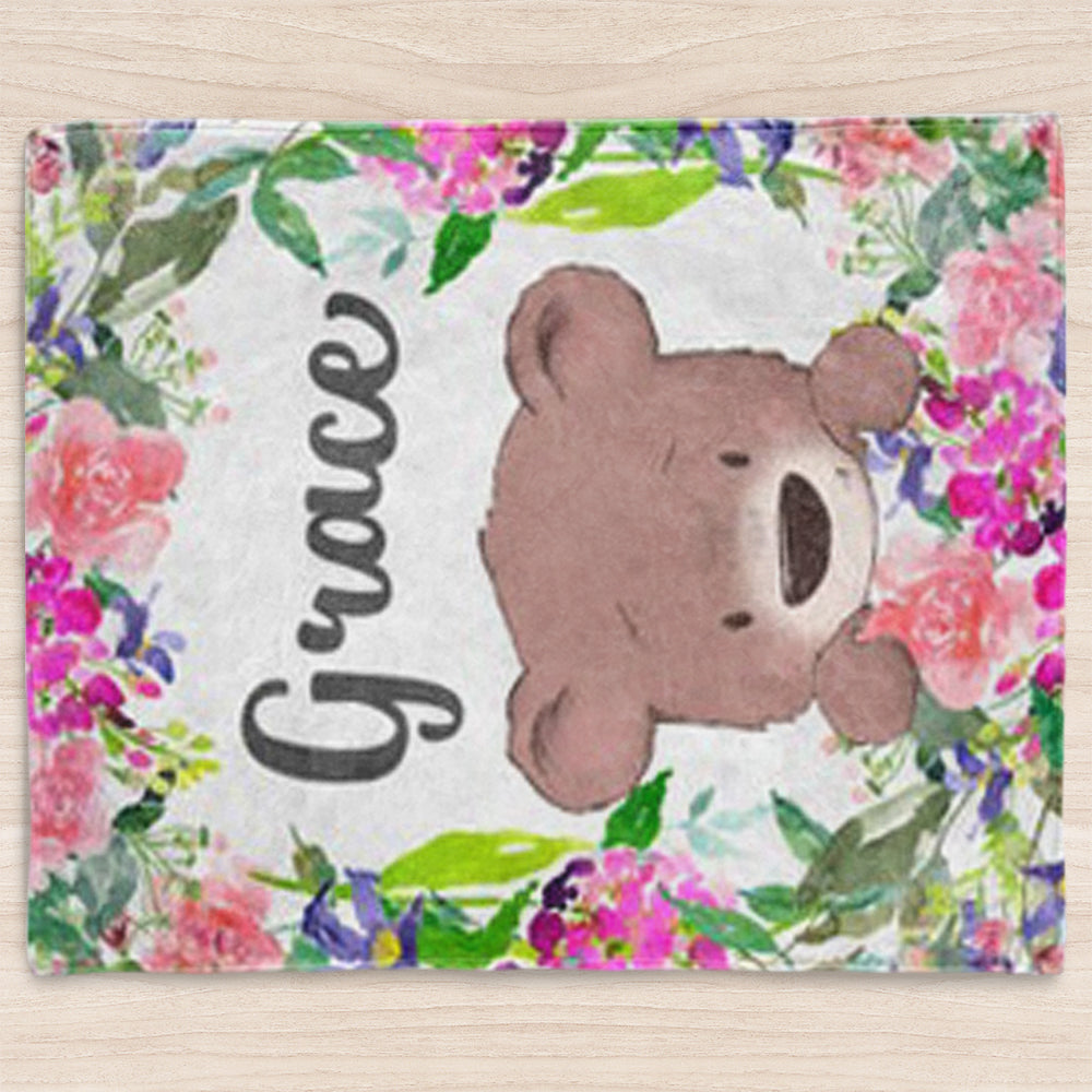 Custom Nane Bear Baby  Blanket