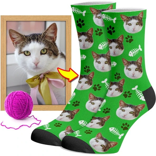 New Custom Christmas Socks With Your Pet's Face