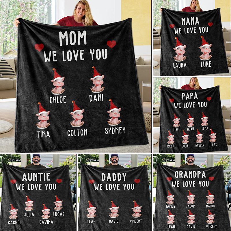 Custom CHRISTMAS BLANKET with Nickname & Kids Names