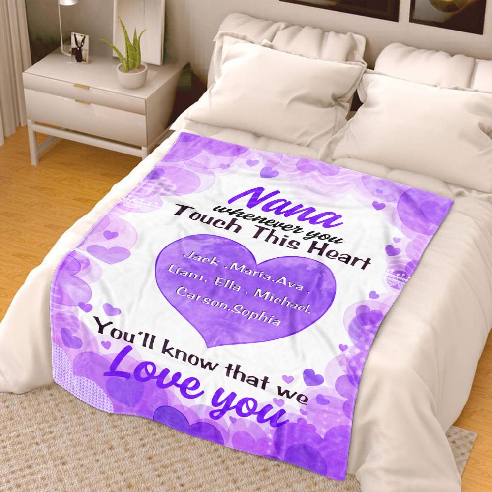 Personalized Peach Heart Blankets with Your Nick & Kids' Names