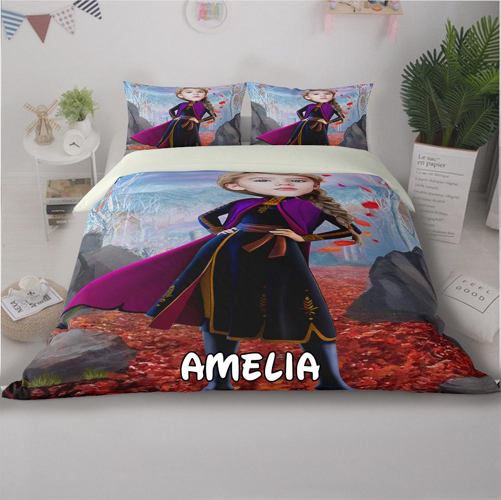 Personalized Hand-Drawing Kid's Photo Portrait Cozy Microfiber Bedding Set XVII