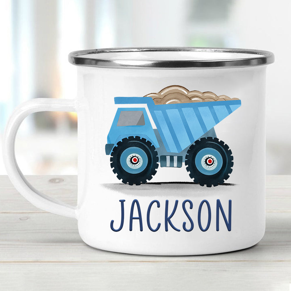 Custom Name Truck Children's Enamel Campfire Mug VI