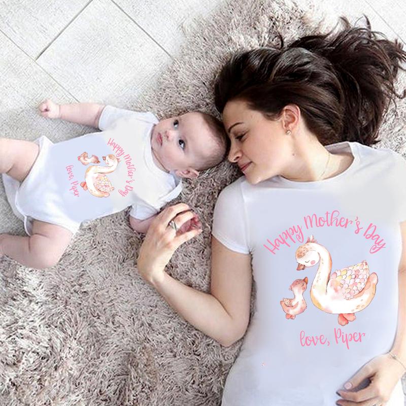 Custom Goose Mama and Baby Mother's Day Cozy Plush Fleece Blankets