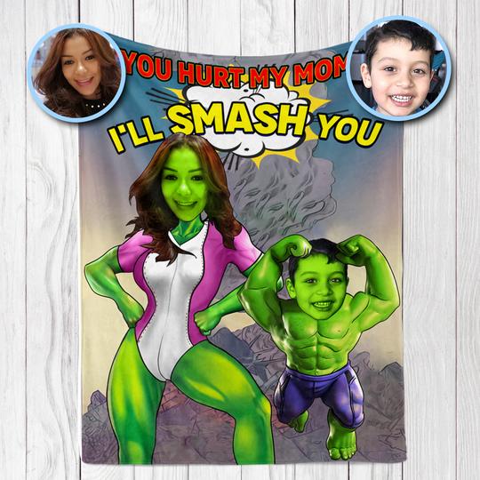 Custom Hulk Portrait Blanket with Photos