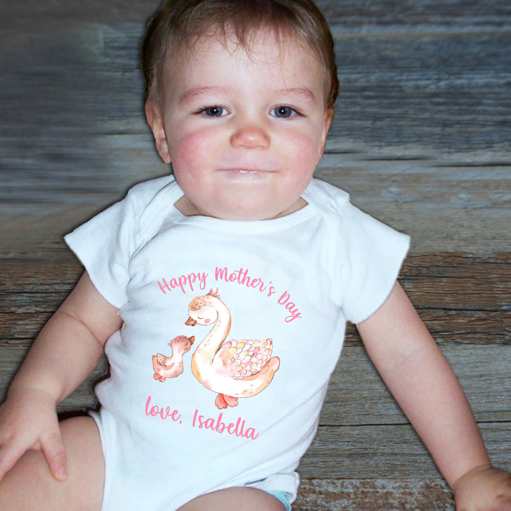 Custom Two Ducks Mother's Day Baby Onesie