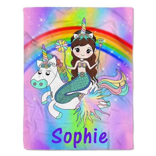 Custom Name Unicorn Velveteen Plush Blanke