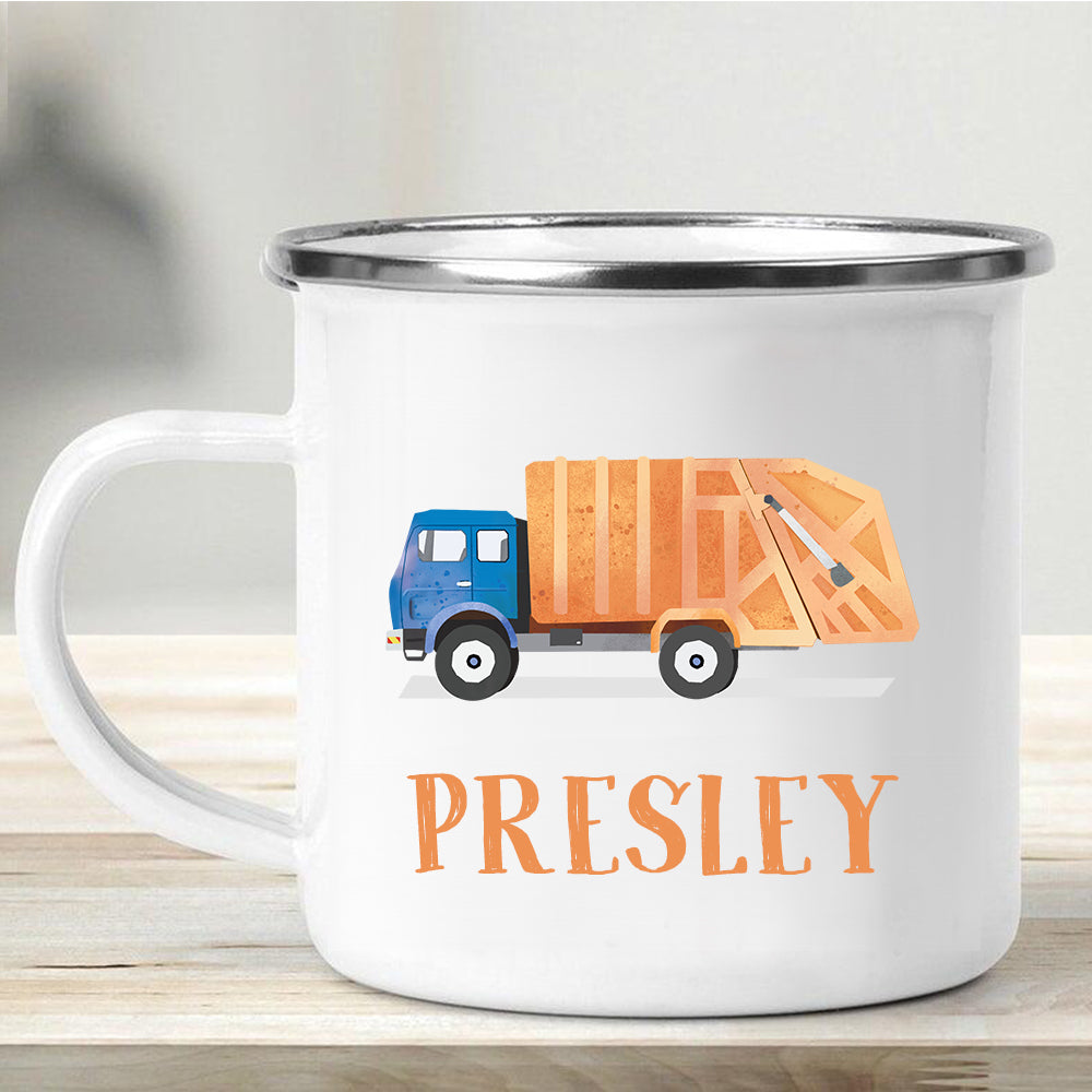 Custom Name Truck Children's Enamel Campfire Mug XXVI