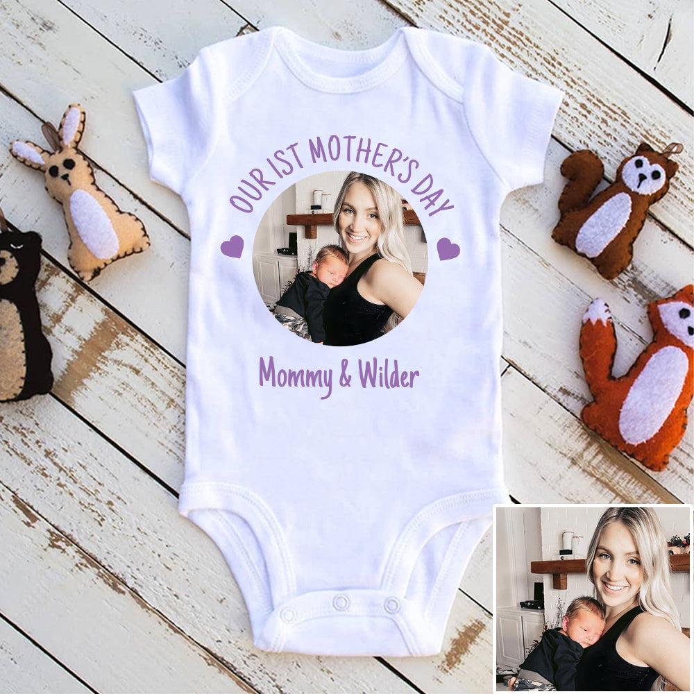 Baby Photo Bodysuit, Custom Baby Onesie, Funny Baby Onesie, Baby Boy Onesie, Baby Girl Onesie, Mother's Day Bodysuit