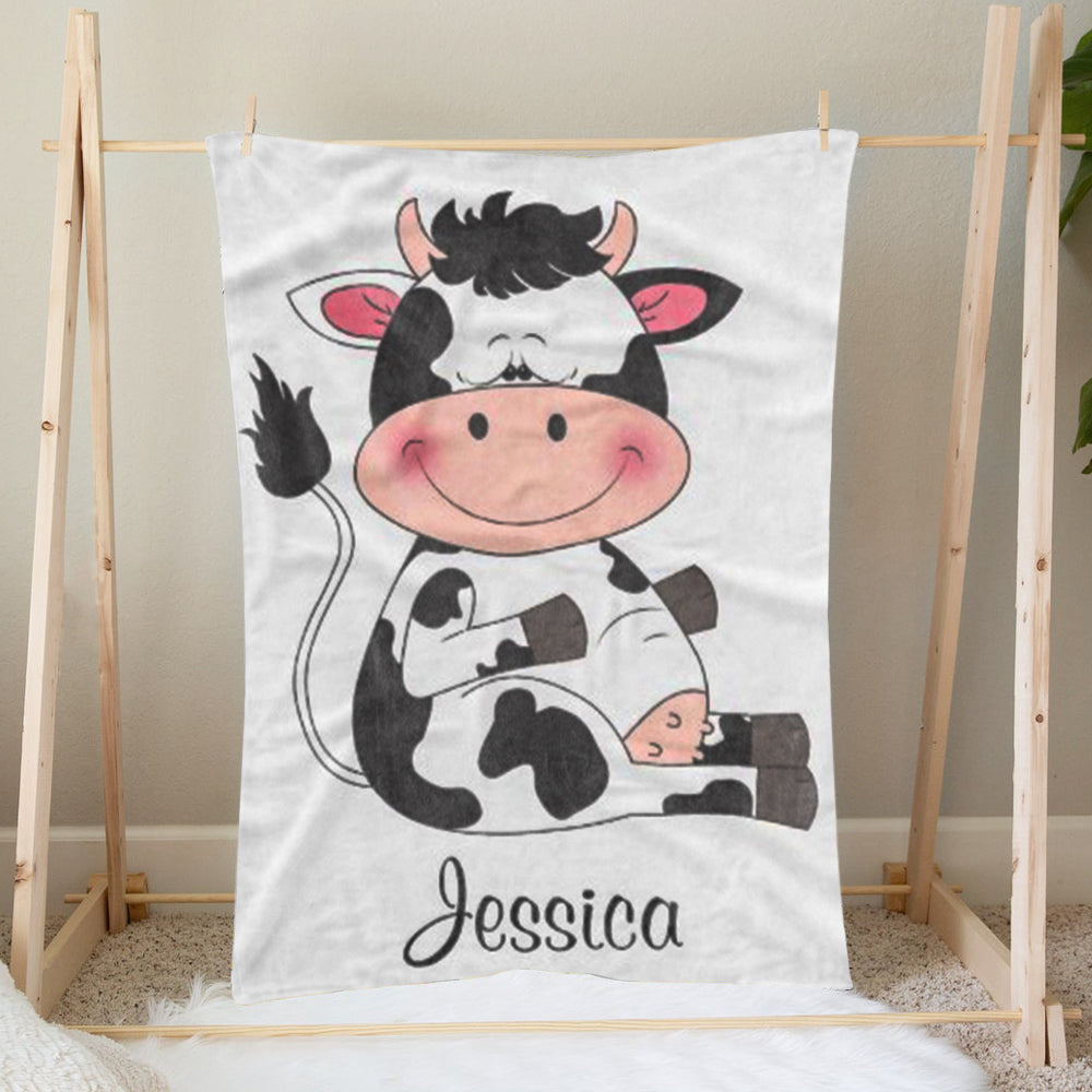 Custom Animal Baby Boy and Girl Name Blanket