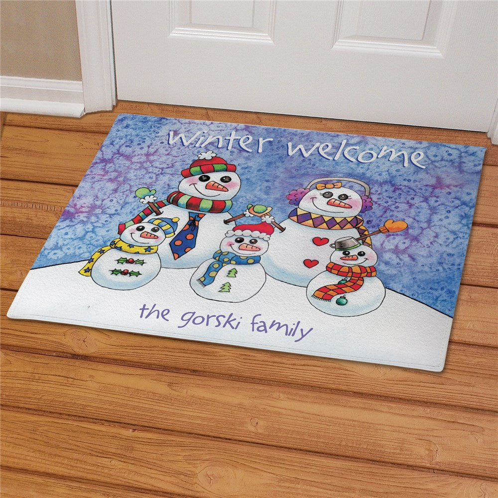 Personalized Snowman Family Doormat,Custom Family Gift,，Christmas Gift