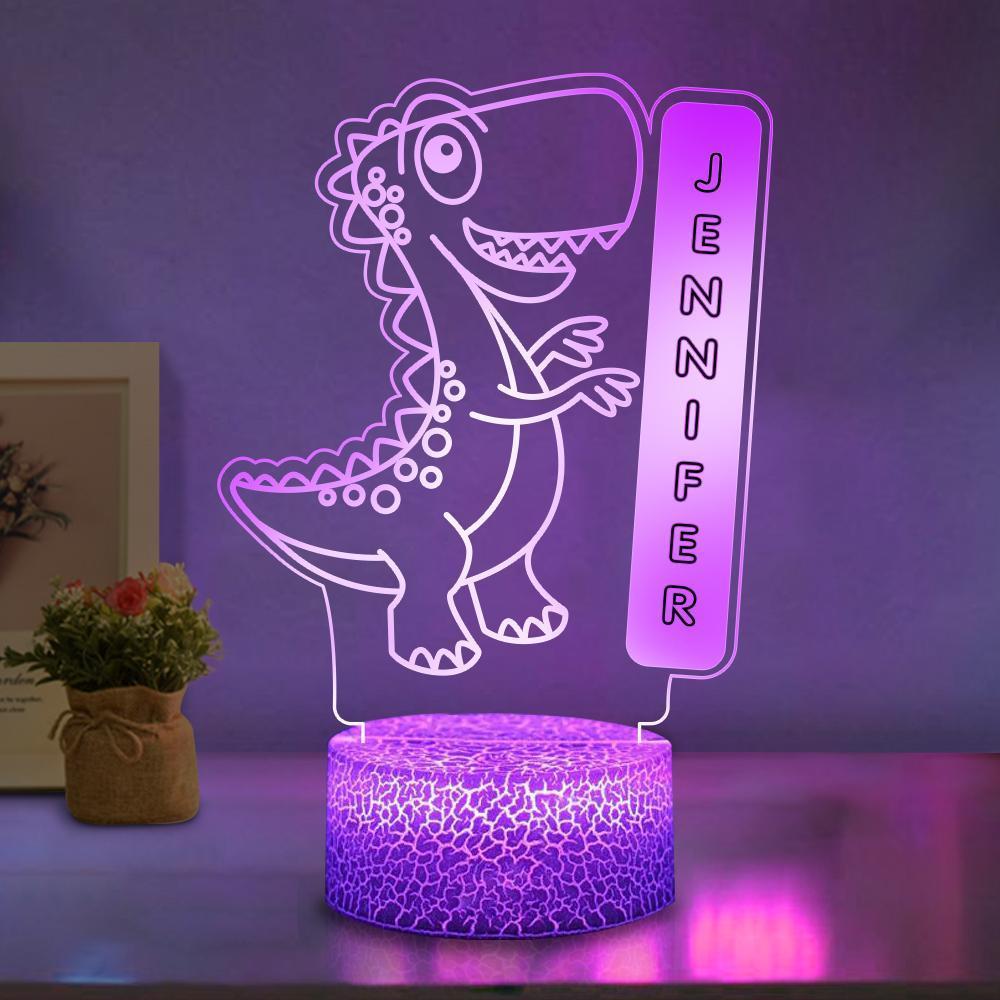 Personalized Name Dinosaur LED Night Light, Custom Nursery Baby Kids Room Name Sign Gift