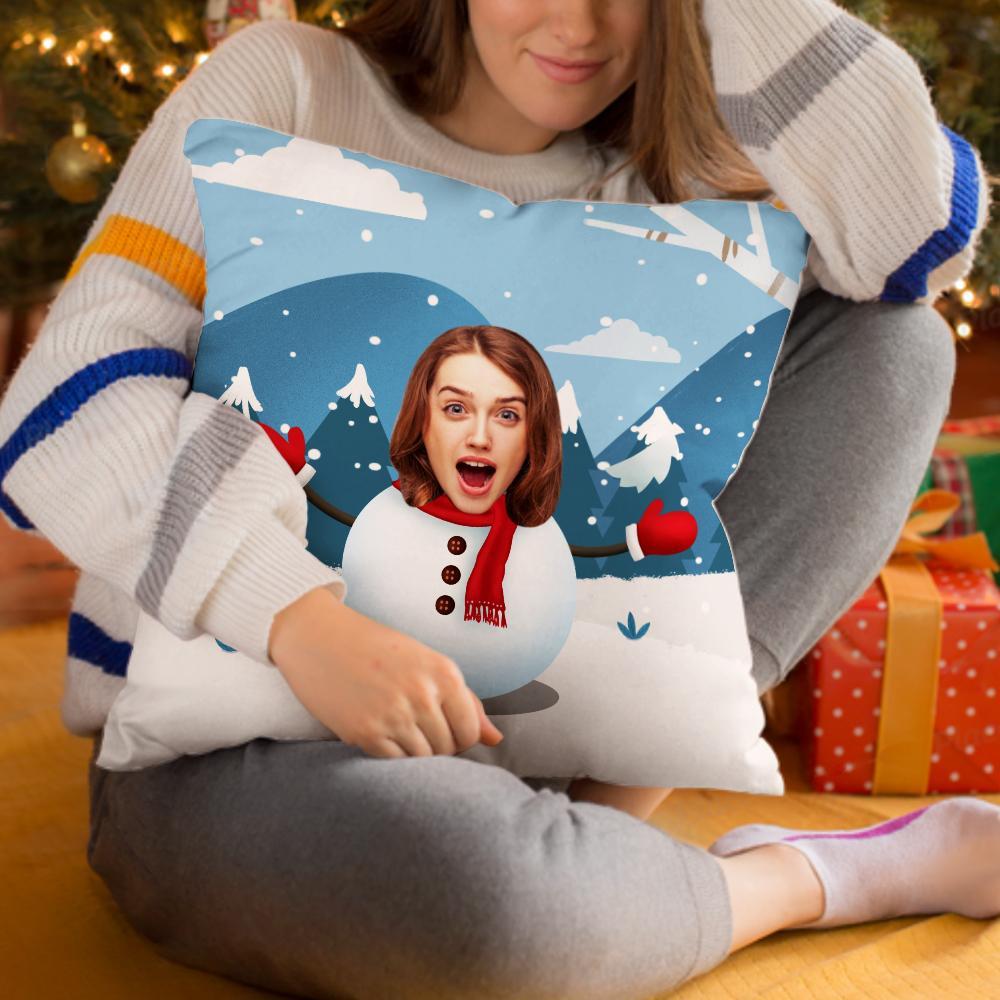 Custom Christmas Pillow, Custom Snowman Face Pillow, Best Christmas Gift.