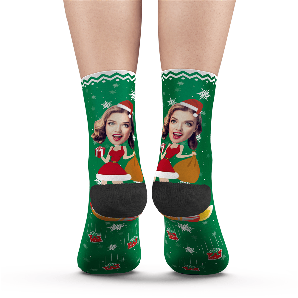 Custom Photo Socks Funny Christmas Pinup Girl