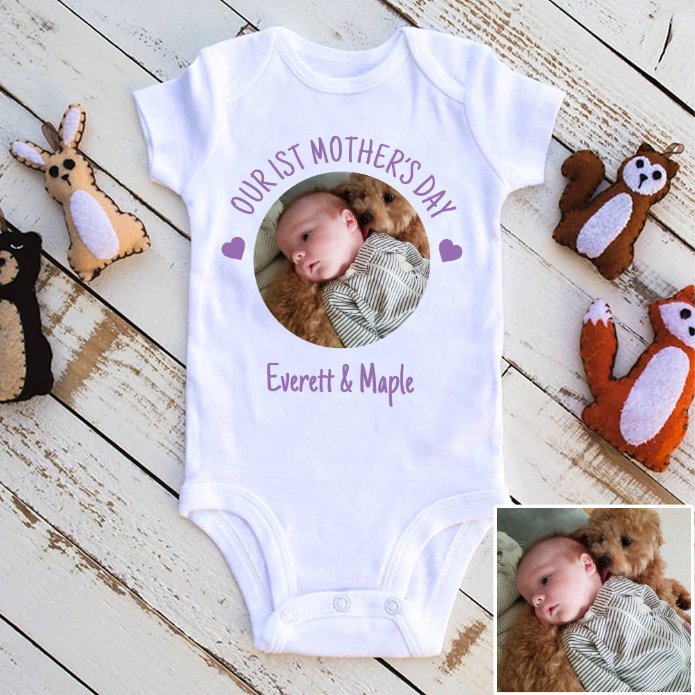 Baby Photo Bodysuit, Custom Baby Onesie, Funny Baby Onesie, Baby Boy Onesie, Baby Girl Onesie, Mother's Day Bodysuit