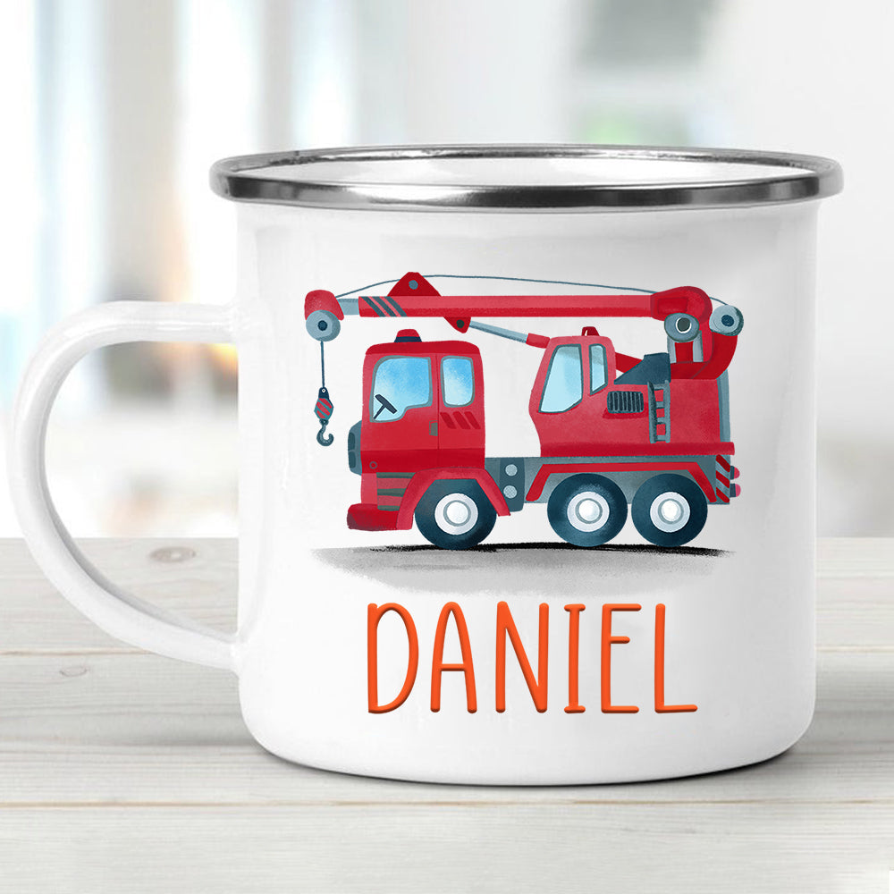 Custom Name Truck Children's Enamel Campfire Mug V