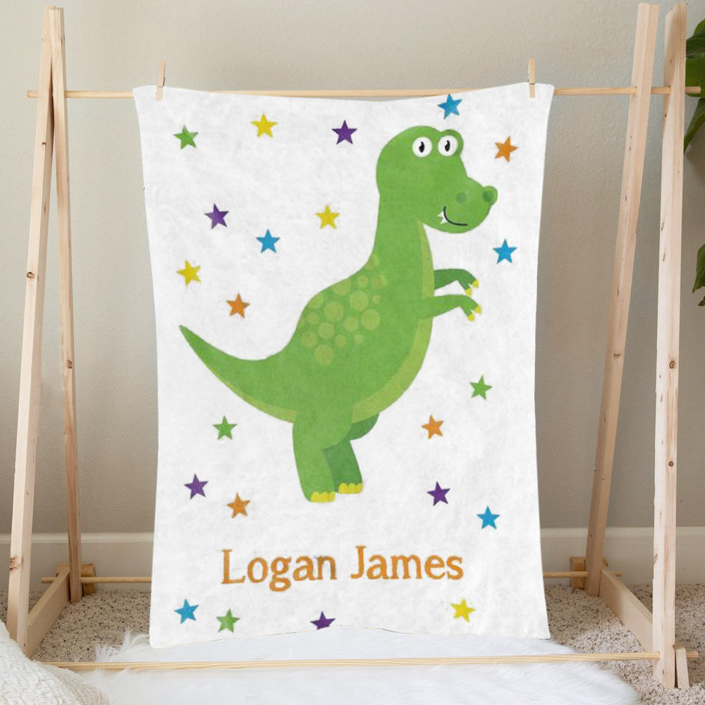 Custom Name Dinosaur Baby Boy Blanket