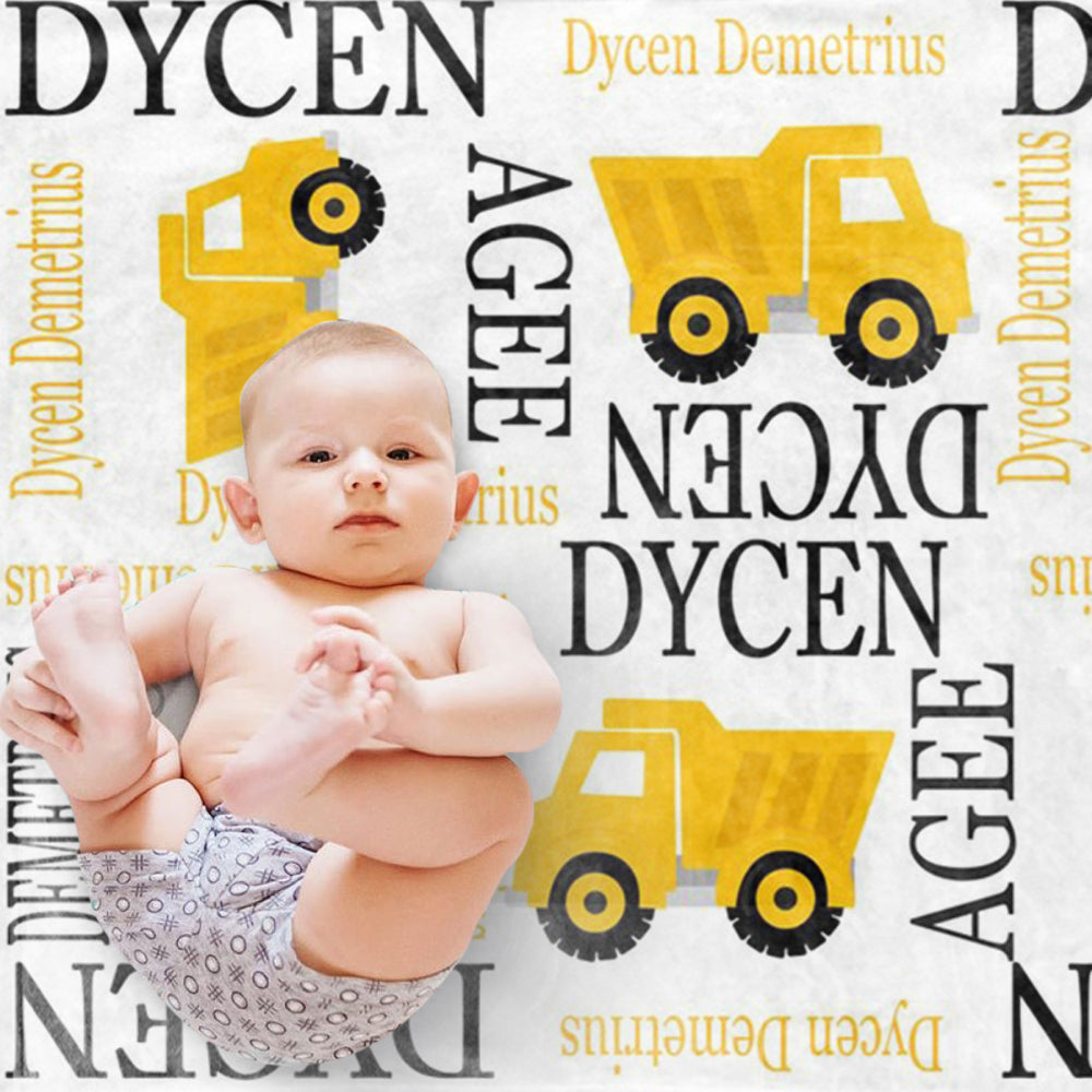 Custom Name Truck Baby Boy Blanket