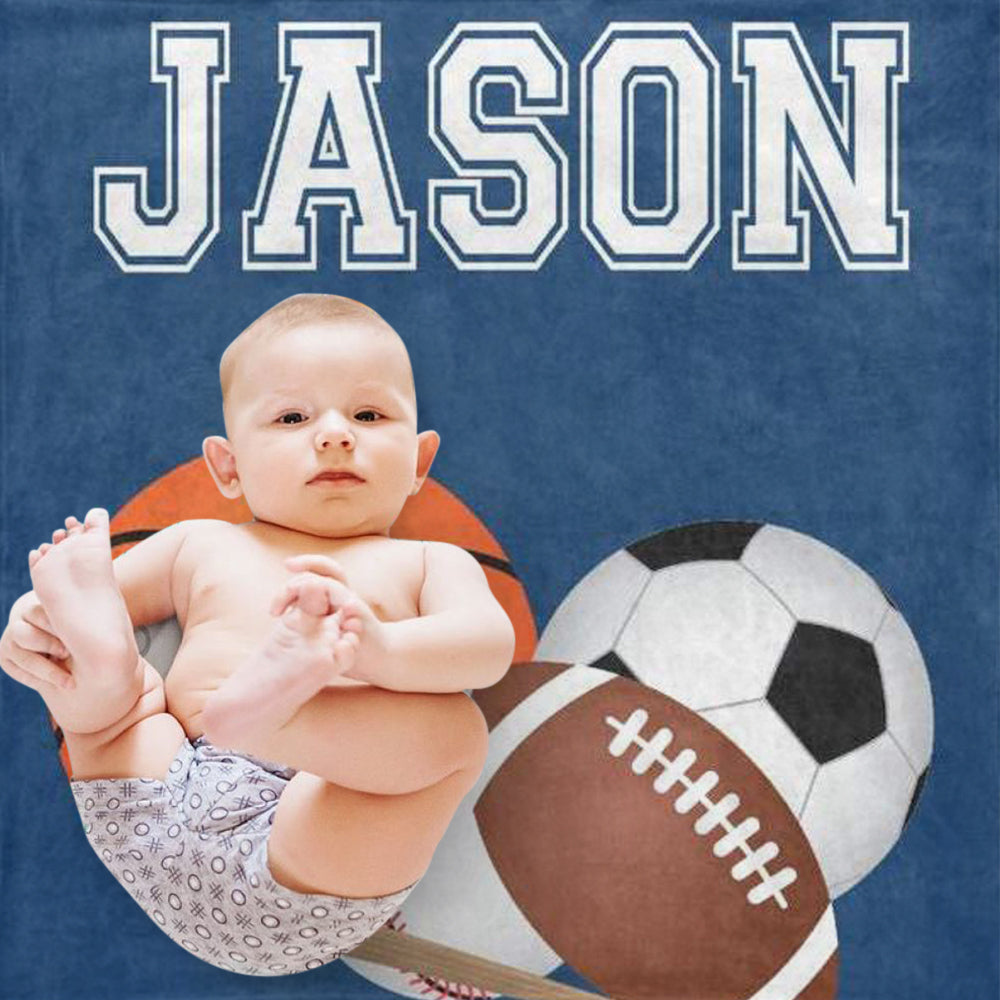 Custom Name Sport Baby Boy Blanket