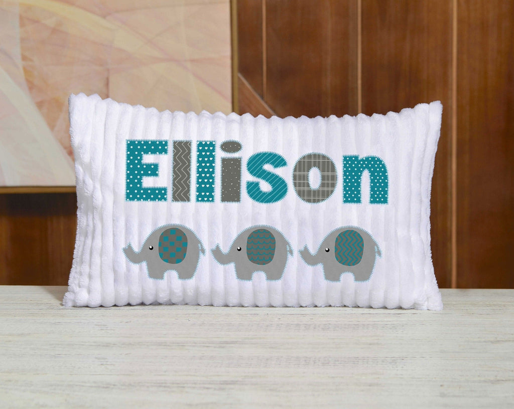 Custom Chenille Animal Pillow I04 - Elephant Blue