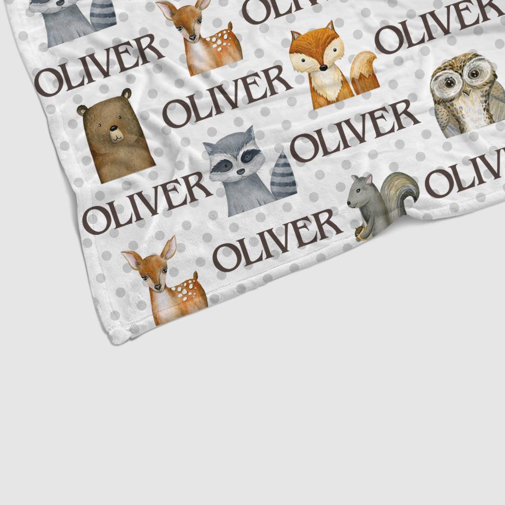 Personalized Name Woodland Fleece Blankets