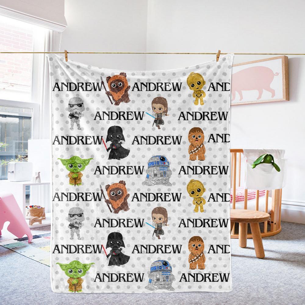 Personalized Name Cartoon Cozy Plush Fleece Blankets I