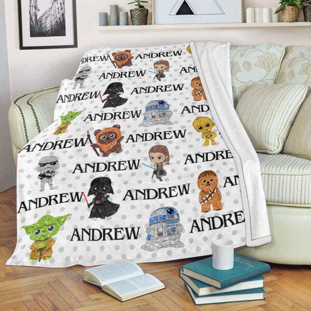 Personalized Name Cartoon Cozy Plush Fleece Blankets I