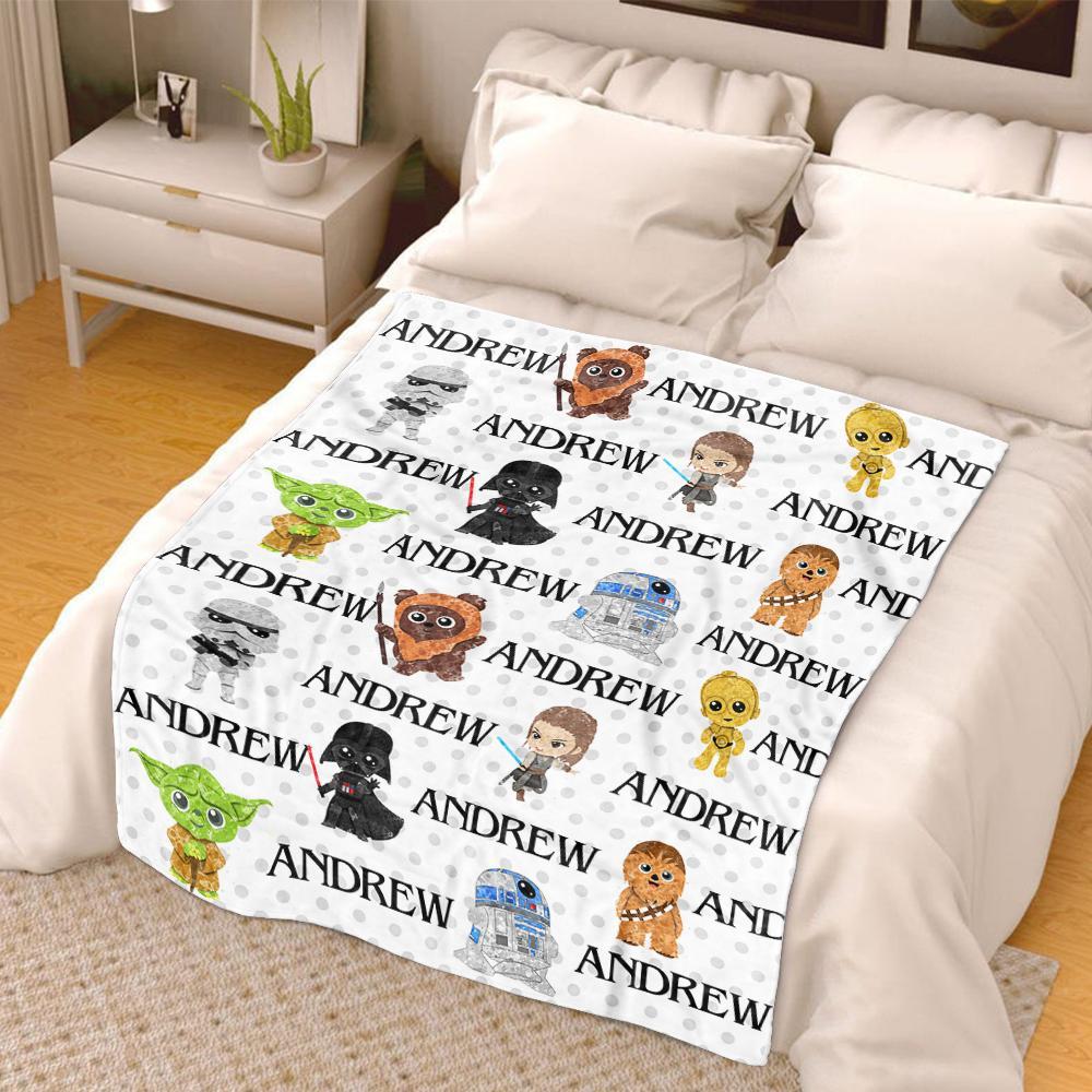 Personalized Name Cartoon Cozy Plush Fleece Blankets I