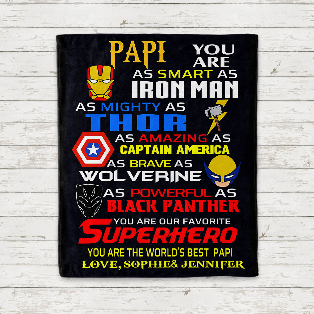 Custom Fleece Blankets with Nickname & Kids' Names I - Christmas Gift for Dad Uncle & Grandpa
