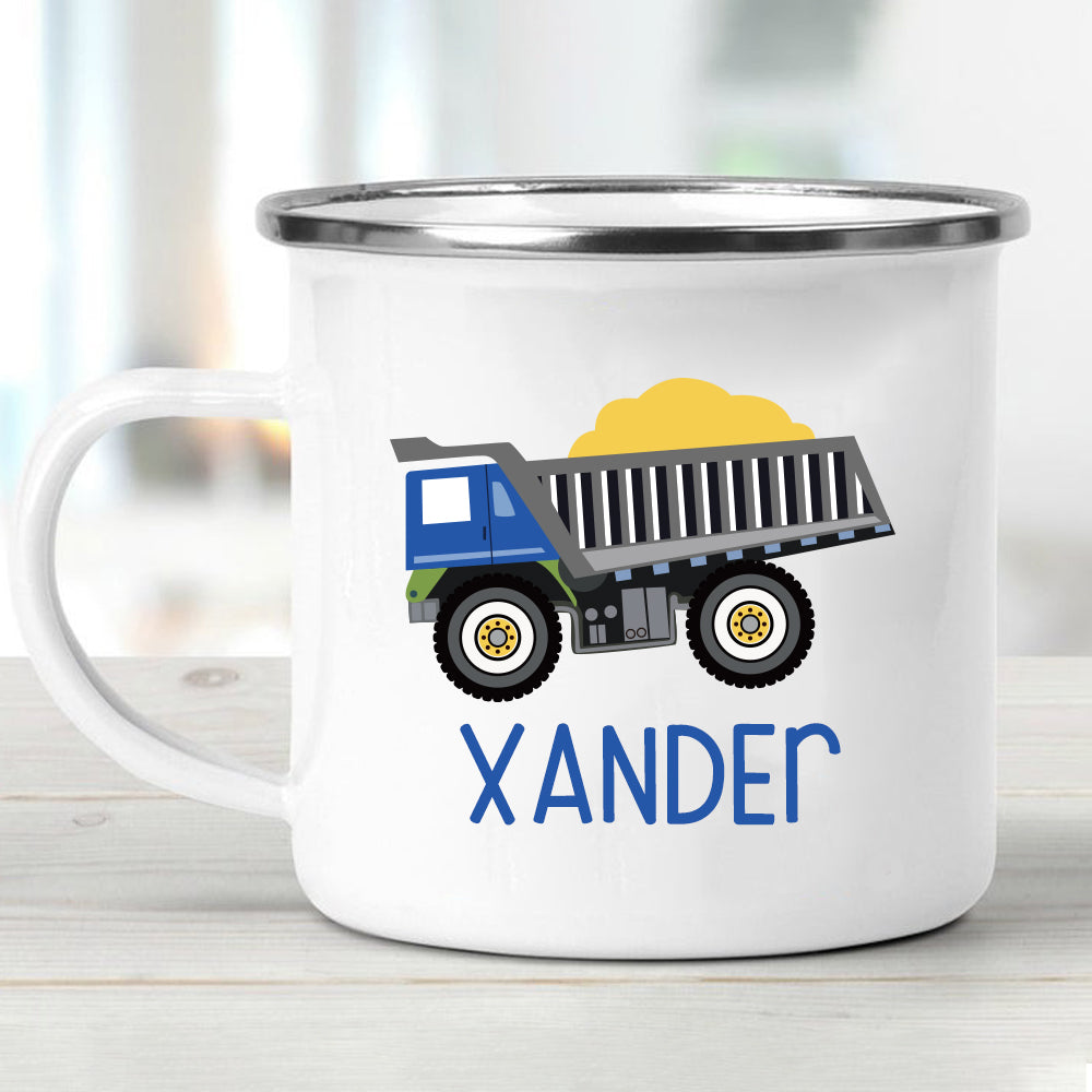 Custom Name Truck Children's Enamel Campfire Mug XXI