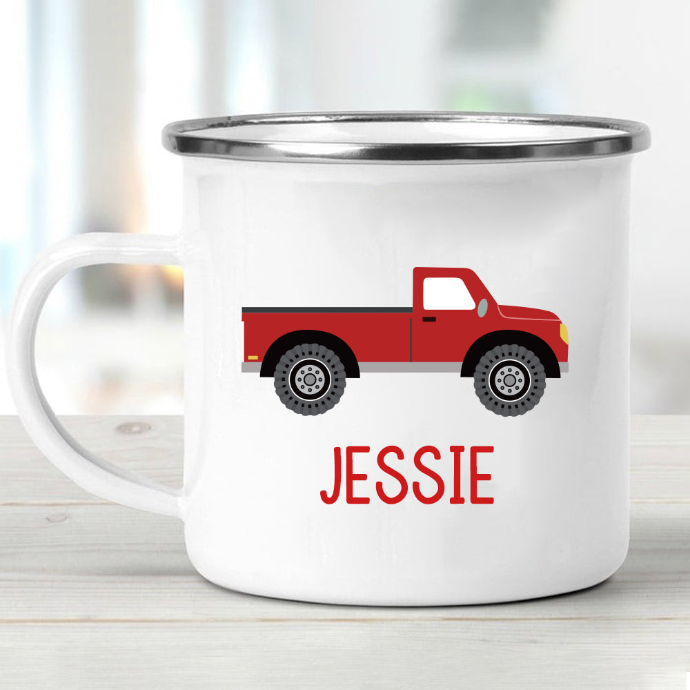 Custom Name Truck Children's Enamel Campfire Mug XXIV