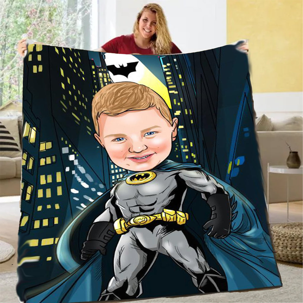 Personalized Hand-Drawing Kid's Portrait Fleece Blanket IV