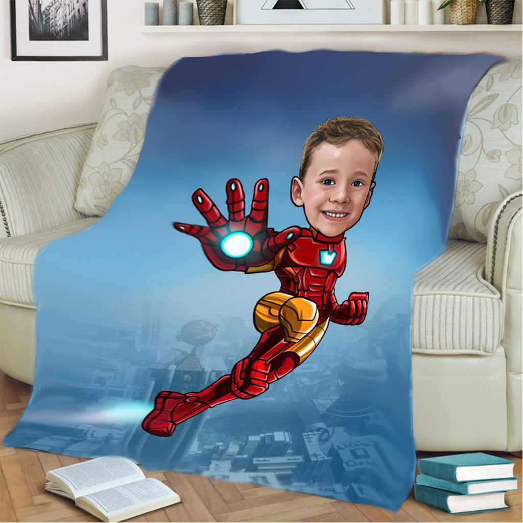 Personalized Hand-Drawing Kid's Portrait Fleece Blanket V