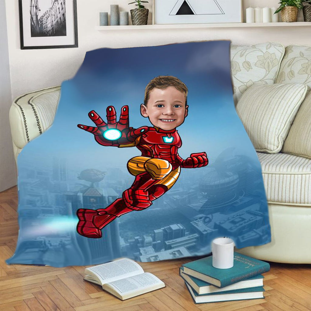 Personalized Hand-Drawing Kid's Portrait Fleece Blanket V