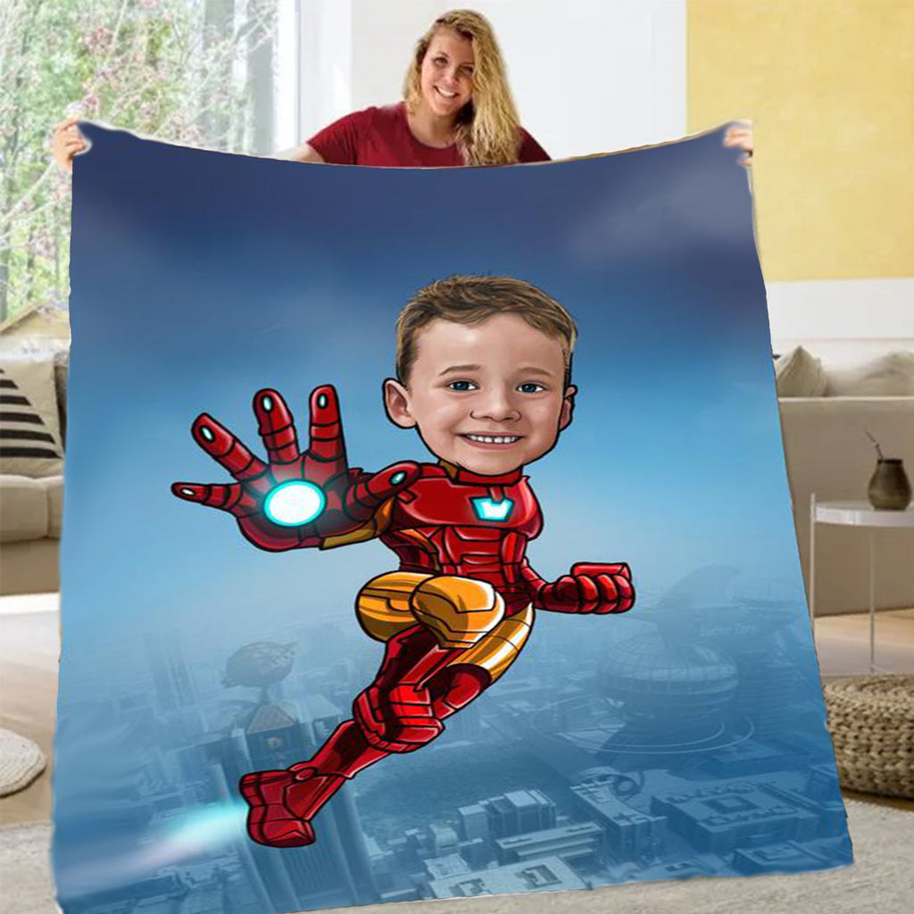 Personalized Hand-Drawing Kid's Portrait Fleece Blanket V