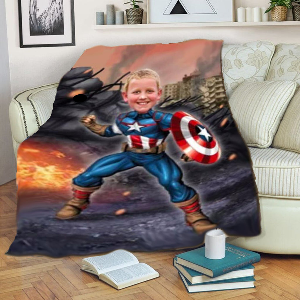 Personalized Hand-Drawing Kid's Portrait Fleece Blanket VI